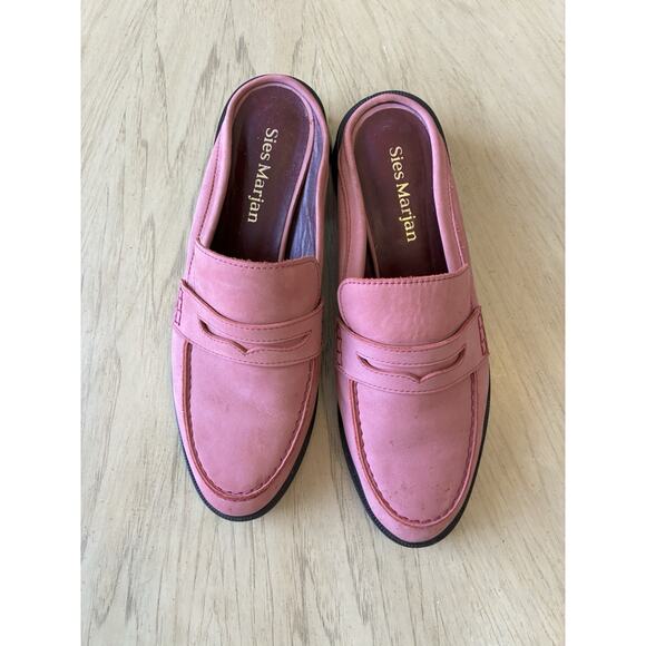 Sies Marjan Pink Suede Penny Loafer Mule Flats Slip On Designer Luxury Women 9 - Picture 9 of 16